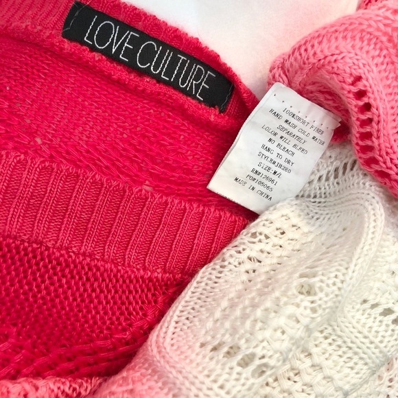 Love Culture Pink Knitted Short Sleeve Top Women’s M/L - Picture 9 of 12